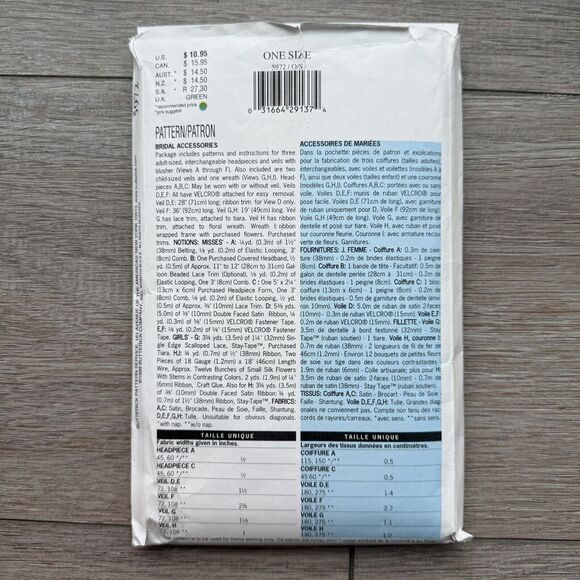 Butterick 5972 Misses & Girls Bridal Veils & Headpieces Sewing Pattern All Sizes - Picture 2 of 2